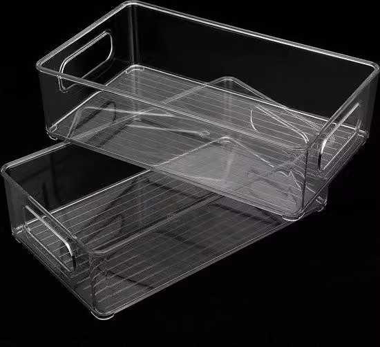 Contenitori organizer per frigorifero, contenitori trasparenti per la conservazione del frigorifero in cucina, ripostiglio, lavanderia, bagno, set da 6