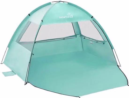 Tenda da spiaggia facile da montare con protezione UV 50+ per 2-3 persone, cabana leggera, colorato verde menta Modello: Specifica: UPF 50+ Capacità: 2-3 persone