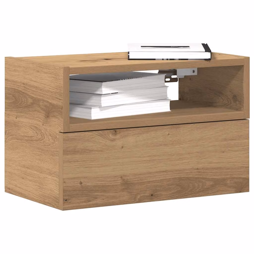 Set di 2 comodini da muro vidaXL in stile moderno, colore marrone rovere, L 45 cm x P 26 cm x H 28,5 cm
