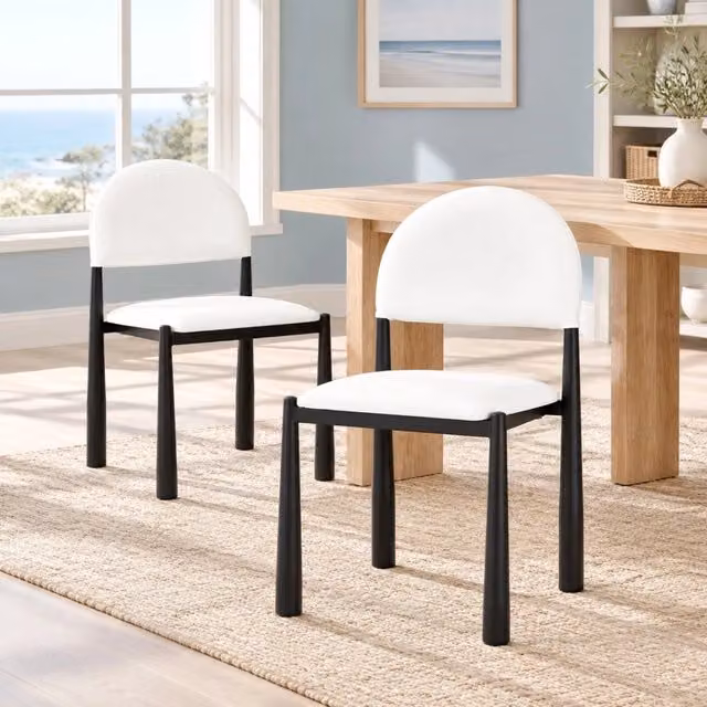 Sedia da pranzo moderna in PU bianco con schienale semicircolare
