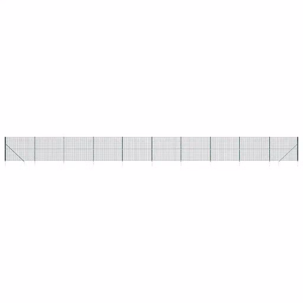 Recinzione Metallica con Picchetti di Ancoraggio vidaxl Verde, Acciaio Zincato Rivestito in PVC, L: 25 m, H: 1,6 m – 2