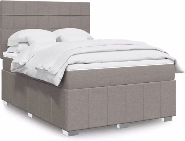 Letto Ibrido vidaXL con Giroletto a Molle e Materasso in Tessuto, Colore Grigio, L/P: 160 x 200 cm