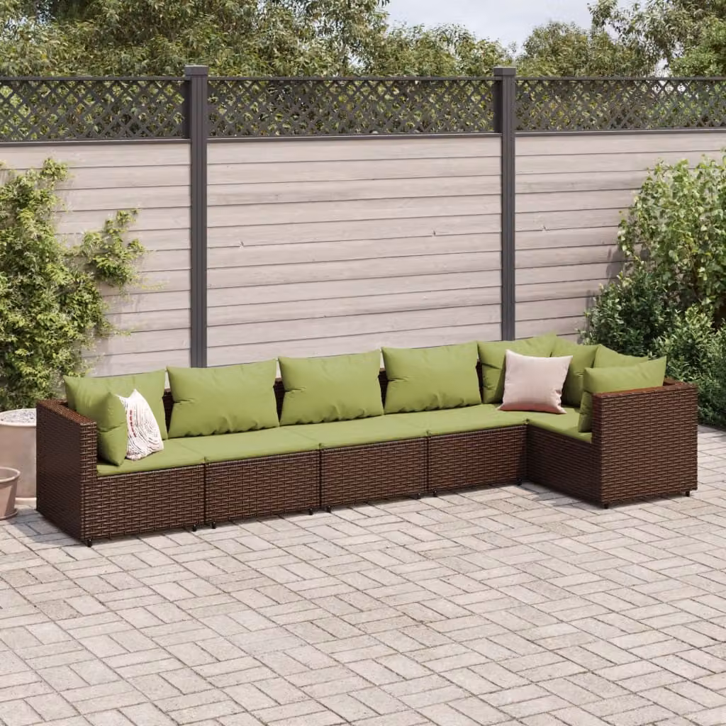 Maison Exclusive - Set da giardino 6 pezzi con cuscini Marrone Poly Rattan