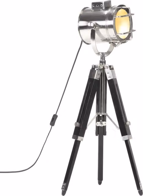 Lampada da terra a treppiede retrò regolabile 55 x 69 cm in legno di mango nero 02_0046466