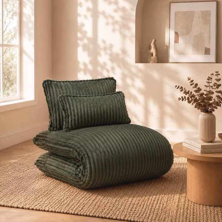 Divano letto LVHOM, 227 cm, divano reclinabile in tessuto cord con struttura in acciaio, poltrona da pavimento e letto per ospiti, completo di 2 cuscini, colore verde