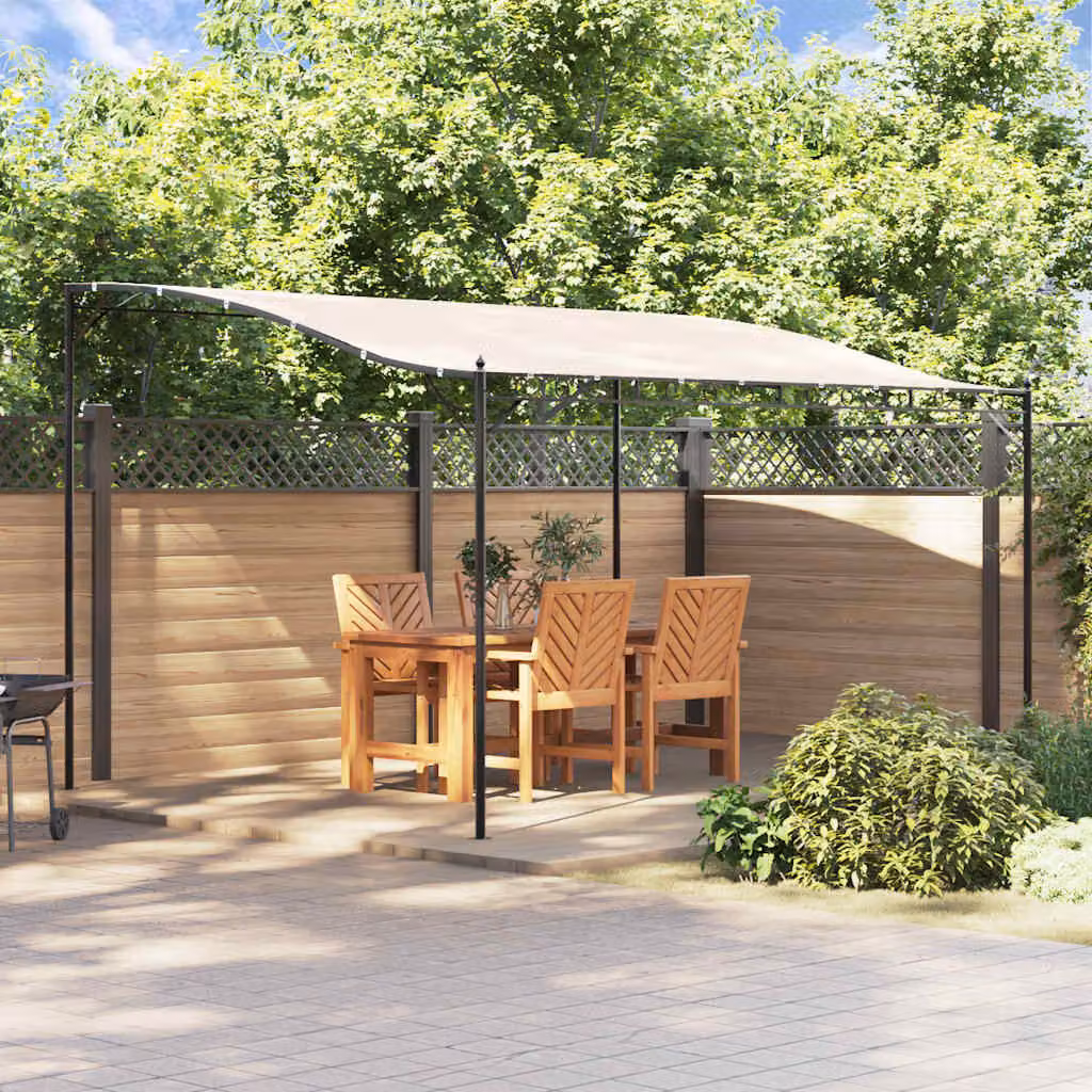 Tettoia curva vidaXL in acciaio e poliestere beige L: 4 m, P: 3 m