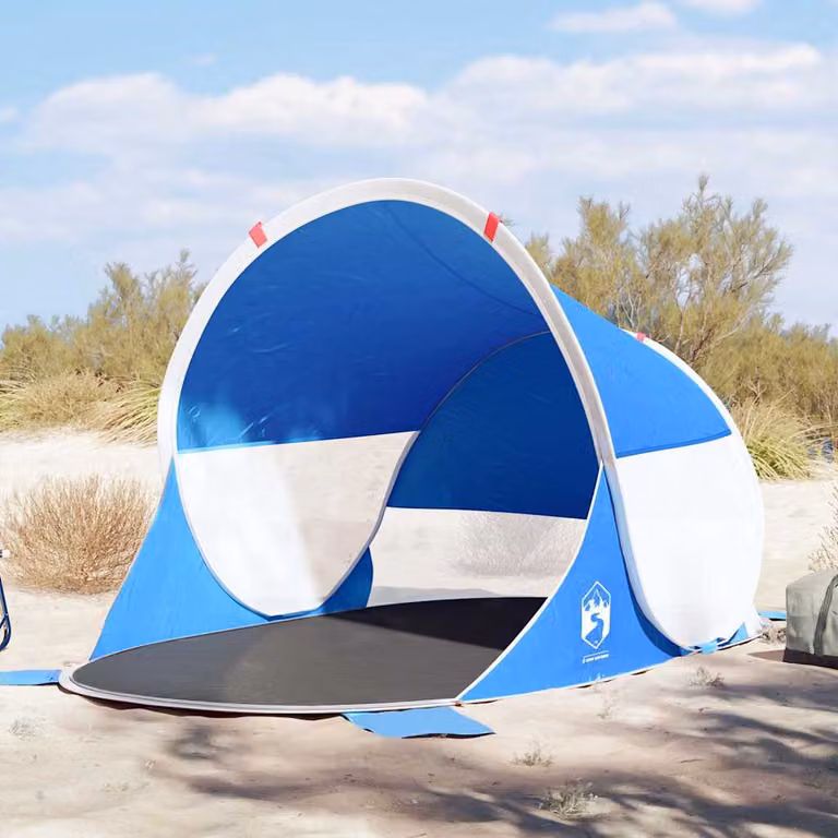 vidaXL Tenda da Spiaggia Pop-Up Impermeabile in Poliestere, Azzurra