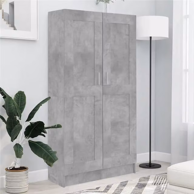 Libreria-Scaffale per Libri-Mobile di Stoccaggio Grigio Cemento 82,5x30,5x150 cm in Legno Multistrato