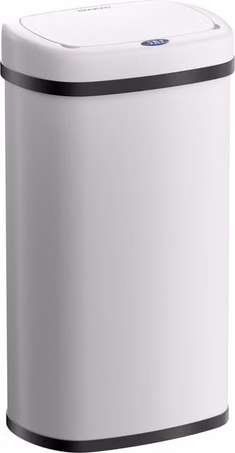 Cestino a sensore Monzana in acciaio inox e plastica bianco con chiusura soft close e secchiello interno rimovibile, 50 l