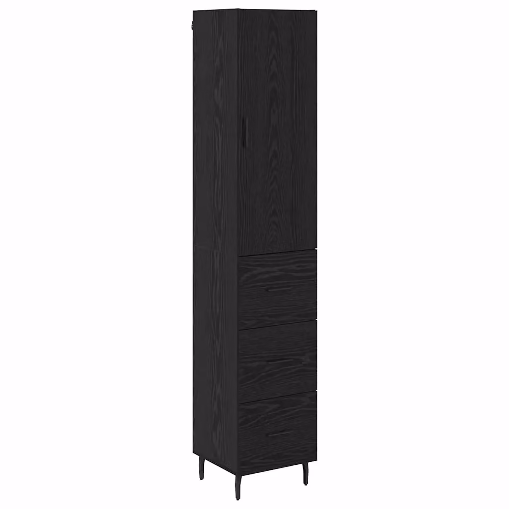 Credenza moderna vidaXL in legno MDF e metallo colore nero L: 34,5 cm, P: 34 cm, H: 180 cm – 2