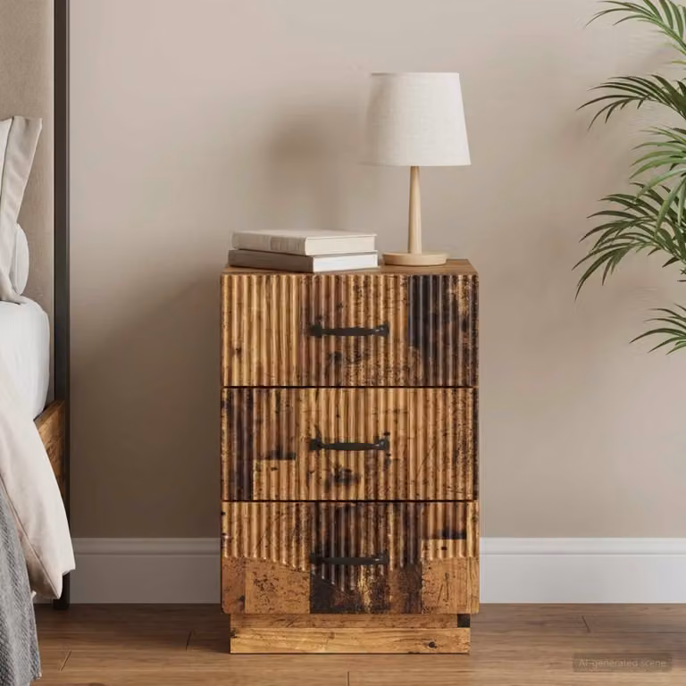 Armadio da notte con cassetto vidaXL in legno color marrone antico L 43 cm, P 41 cm, H 63,5 cm