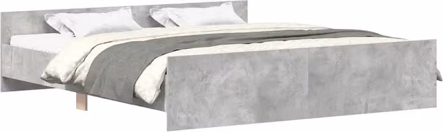 Letto matrimoniale | Letto per adulti | Giroletto con Testiera e Pediera Grigio Cemento 160x200 cm