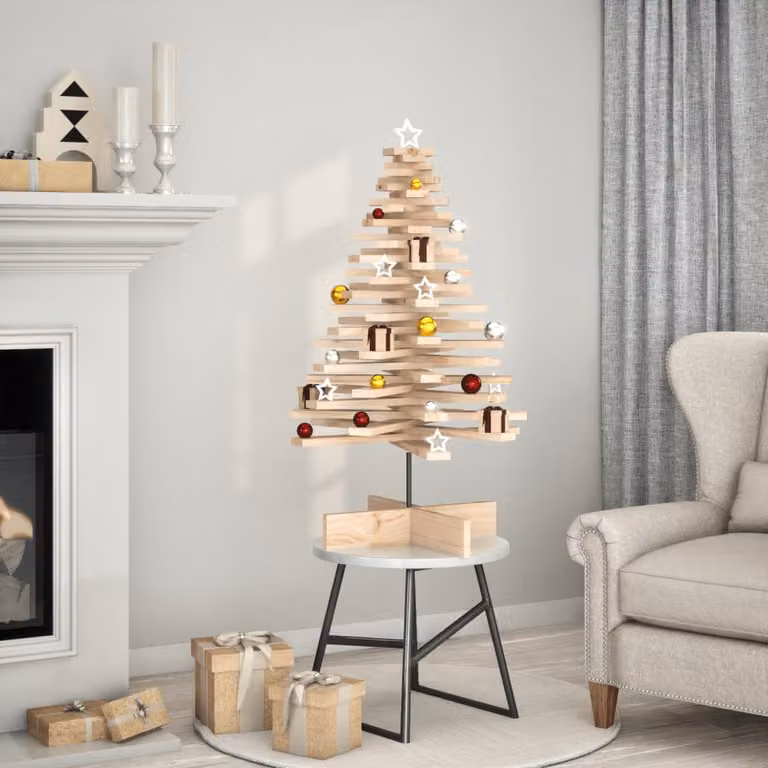 Albero di Natale decorativo in legno massello vidaXL, colore marrone, Altezza: 100 cm