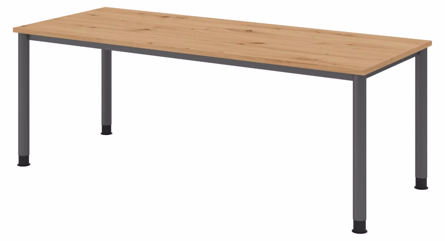 Scrivania bümö Serie H - Finitura: rovere nodato, struttura: grafite, dimensioni: 200 x 80 cm