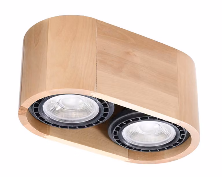 Lampada da soffitto BASIC 2 in legno naturale 2xGU10/ES111 10W legna 10x14x27cm Sollux Lighting