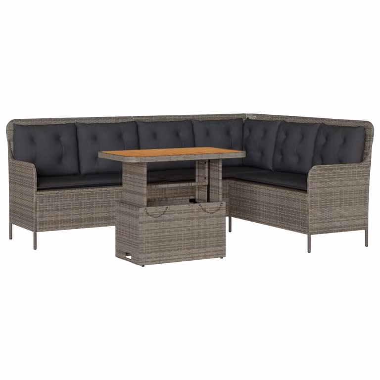 Set Divano da Giardino 2 pz con Cuscini Grigio in Polyrattan