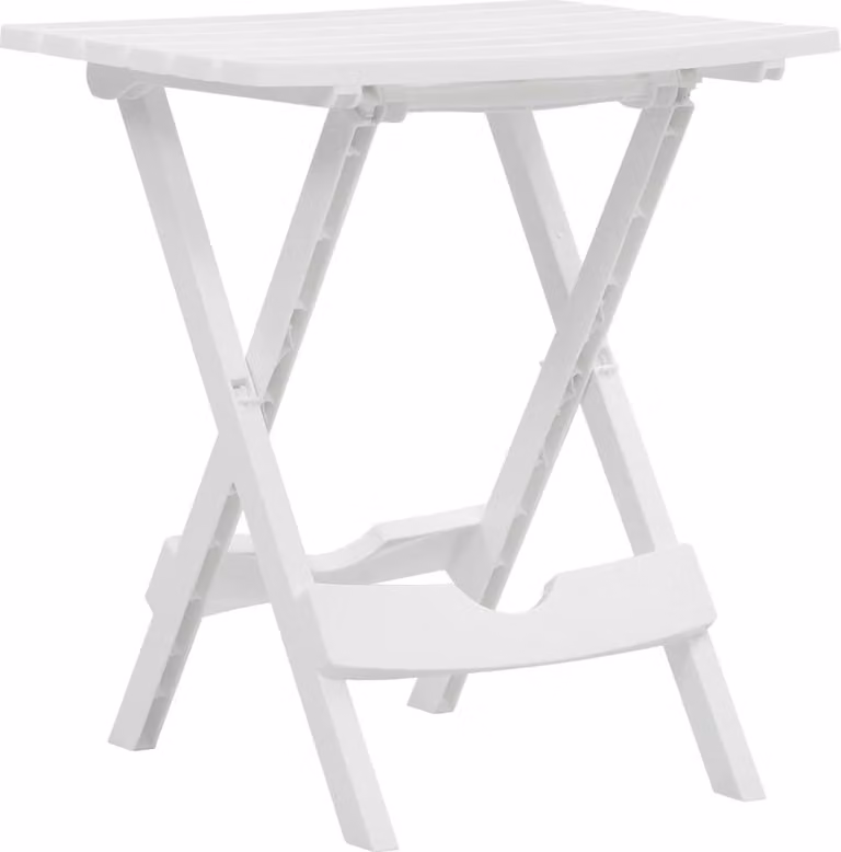 The Living Store Tavolo da giardino pieghevole 45,5 x 38,5 x 50 cm Bianco