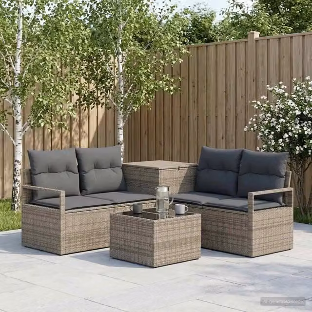 Set di divani 6 pz Grigio e Grigio Scuro 55 x 55 x 37 cm 3447244