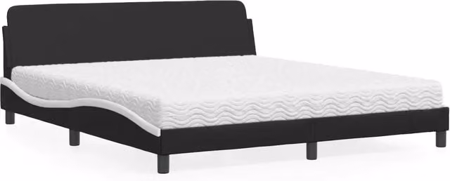 Letto con Materasso Dover vidaXL in Similpelle Nero e Bianco L/P/H: 180 x 200 x 185 cm – 2