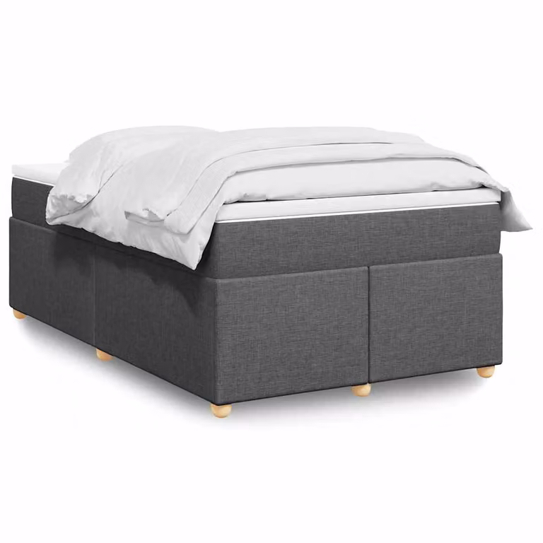 vidaXL Giroletto a Molle con Materasso Ibrido in Tessuto Grigio e Bianco, L/P/H: 120 x 190 cm