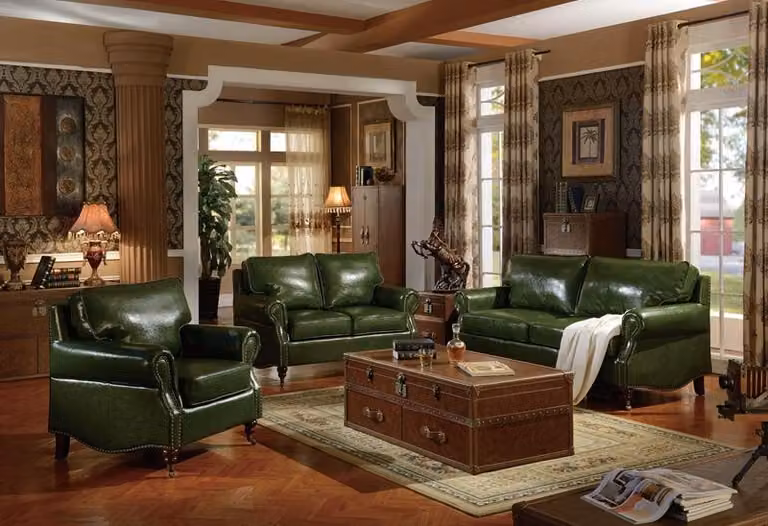 Design Chesterfield Sofagarnitur 3+2+1 Couch Leder Couch Polster Sofas