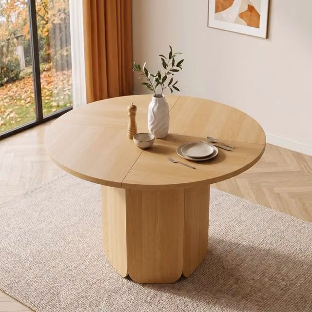 Tavolo da pranzo rotondo REDOM in MDF laminato marrone stile scandinavo Diametro: 120 cm – 1
