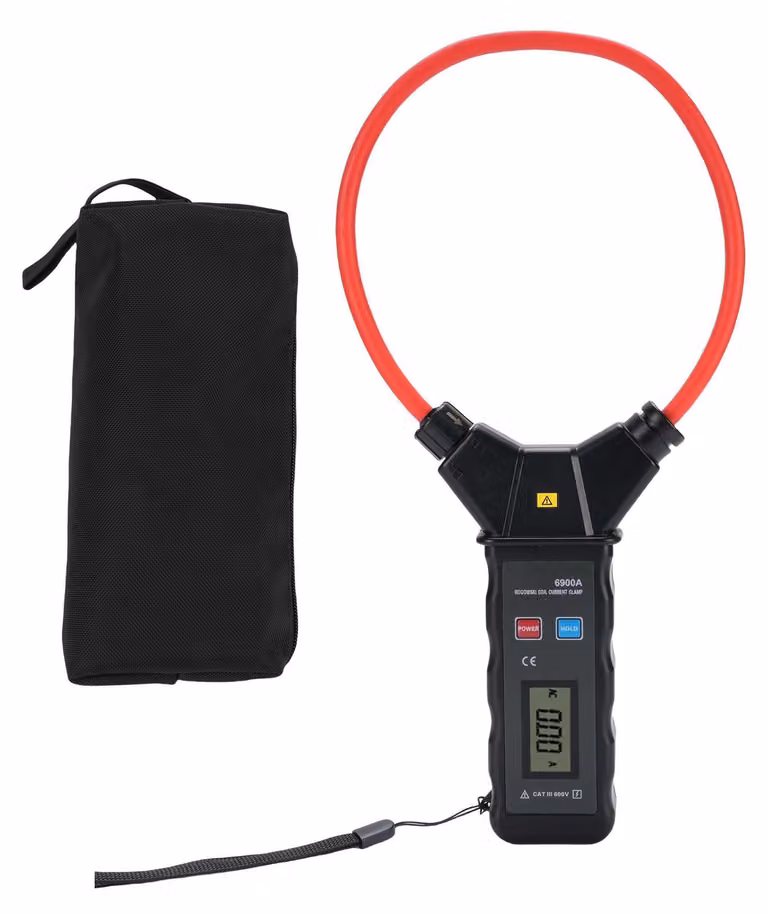 Misuratore a pinza flessibile per corrente alternata, 0–5000 A, 0–6000 V, display LCD retroilluminato, bobina grande