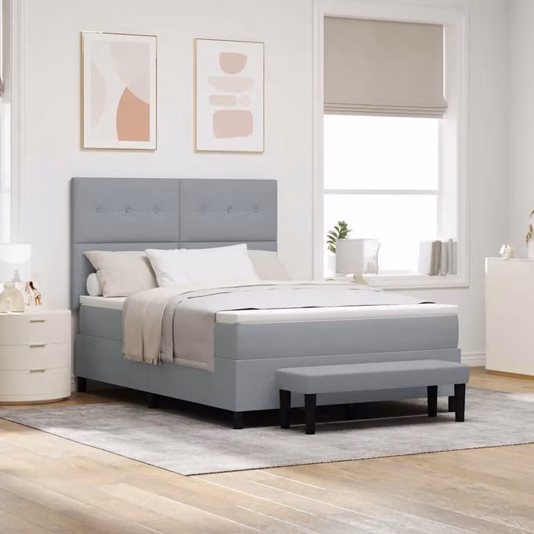 Letto ibrido con materasso e testiera vidaXL in tessuto Grigio, L: 160 cm, P: 200 cm, H: 280 cm