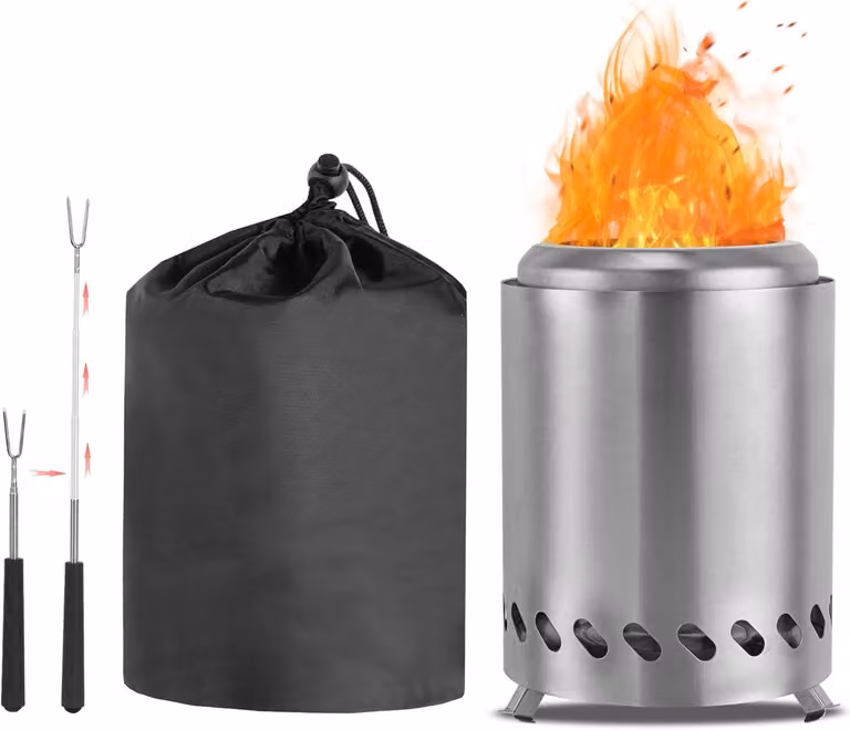 Piccola vasca per il fuoco, 14 cm x 20 cm, color argento, ideale per il campeggio, adatta per l'utilizzo con pellet e legna