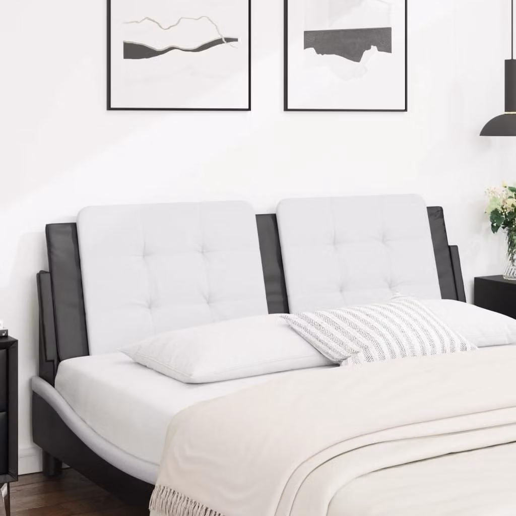 vidaXL Cuscino Testiera Zadar in Similpelle Bianco e Nero, Larghezza: 160 cm