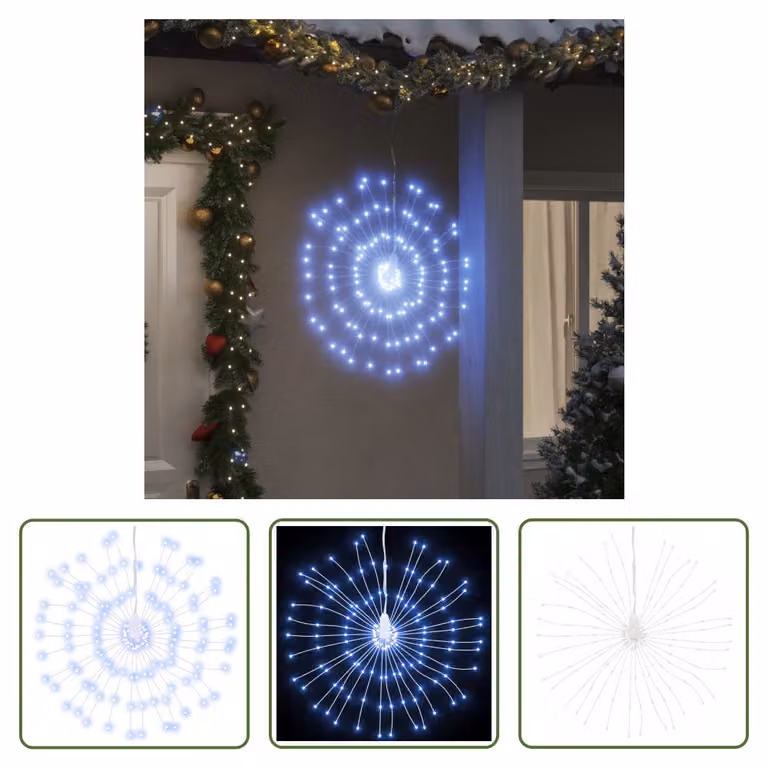 The Living Store Luci di Natale pirotecniche 140 LED bianco freddo 17 cm