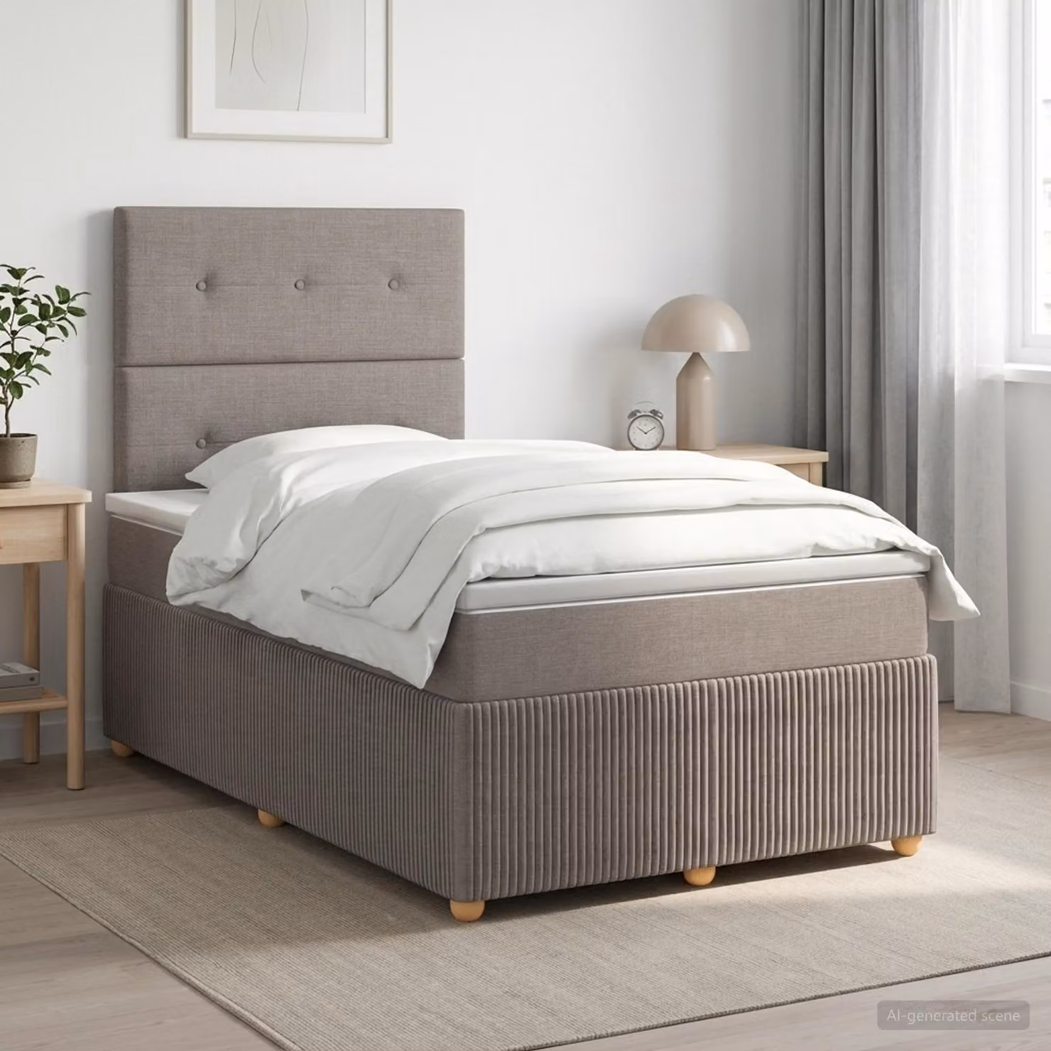 Letto box spring con materasso vidaXL in tessuto, colore tortora/grigio, L 120 cm x P 200 cm