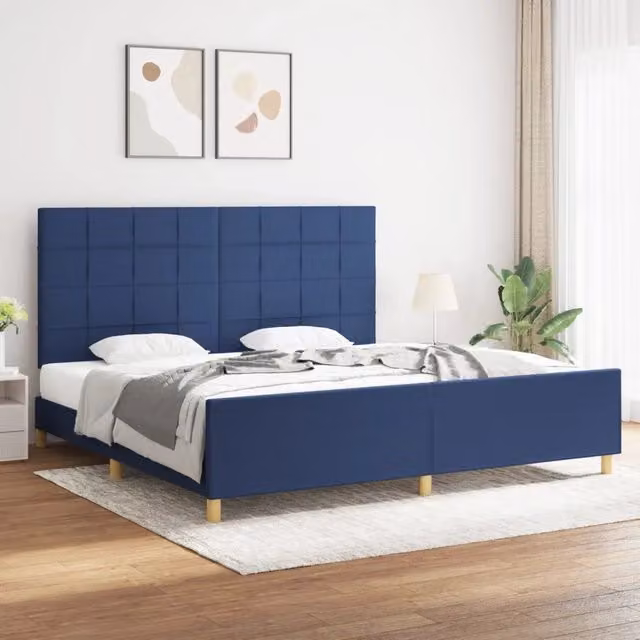 Giroletto vidaXL in tessuto blu con struttura in legno e MDF L/P/H: 200 x 200 x 128 cm
