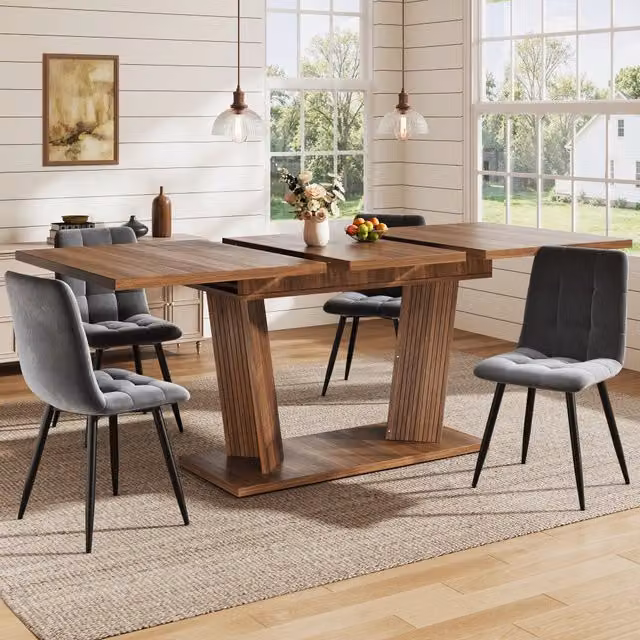Tavolo da pranzo allungabile Mivray moderno in MDF e metallo marrone scuro L: 120-160 cm, P: 80 cm, H: 76 cm