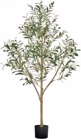 Albero di Ulivo Artificiale VEVOR con Vaso Nero, Pianta Finta con Tronco in Legno Naturale e Foglie Verdi Realistiche per Interni, Altezza: 152,4 cm