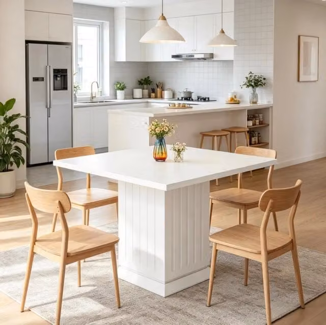 Tavolo da pranzo quadrato bianco per 4 persone