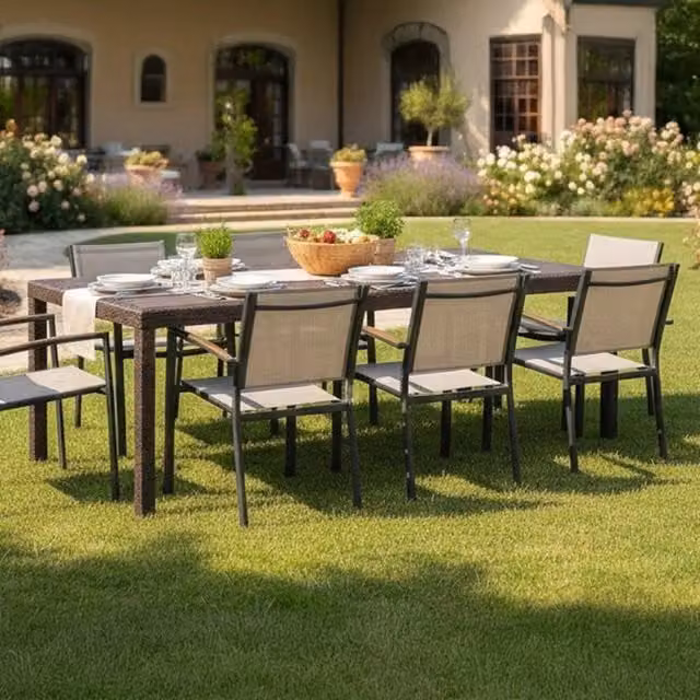Tavolo da esterno rettangolare estensibile DMORA Marrone L: 150 cm, P: 90 cm, H: 72 cm