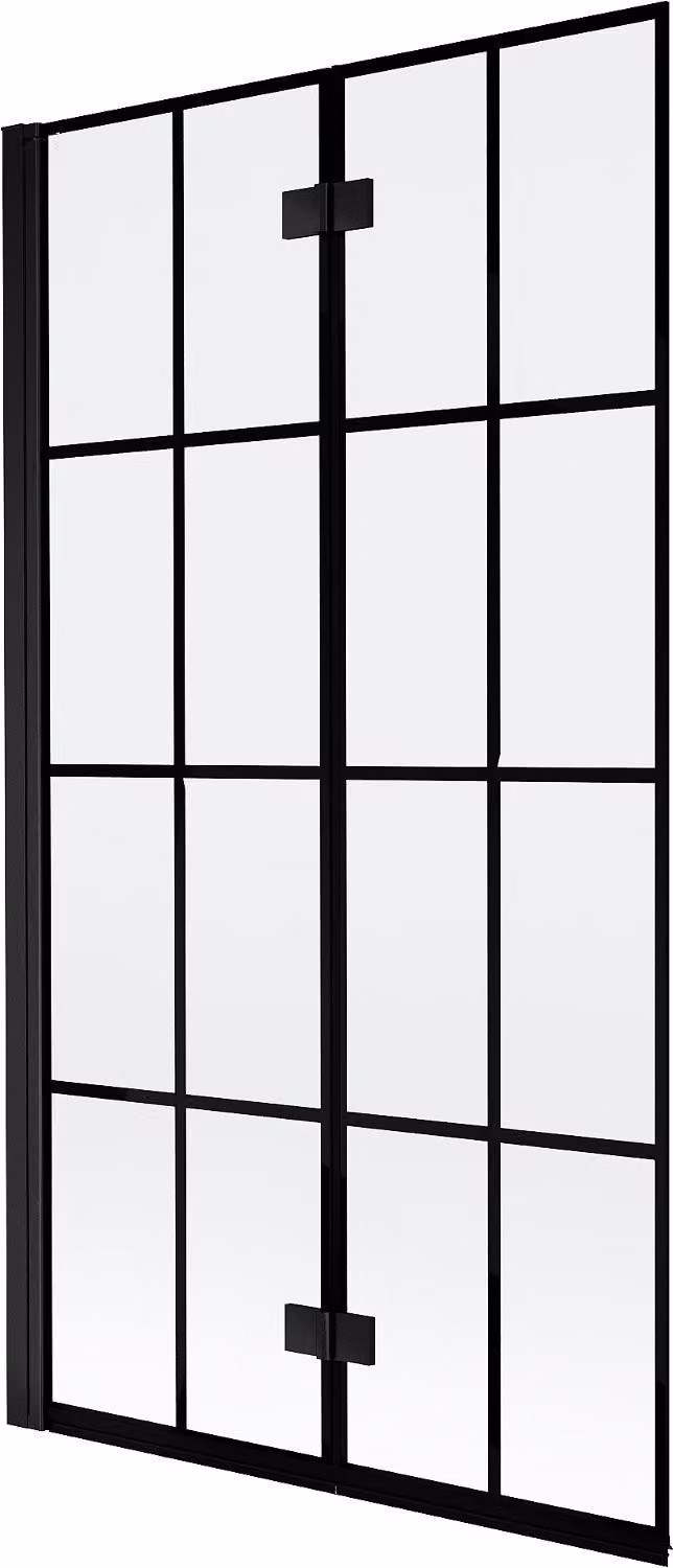 Mexen Mist paratia per vasca da bagno a 2 ante sinistra 100 x 150 cm, griglia nera, nero - 8A9-100-002-70-77-L
