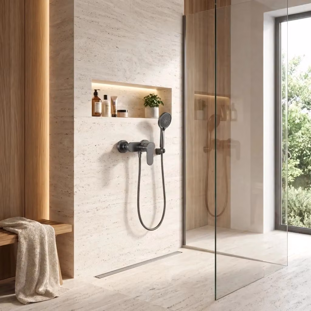 Rubinetto doccia incasso Rea Drop Titan con miscelatore monocomando e funzione spray in acciaio spazzolato silver – 2