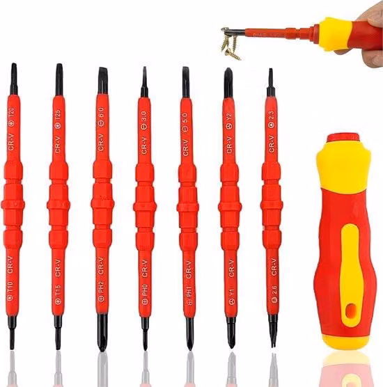 Cacciavite magnetico 14 in 1 - cacciavite isolato - set di cacciaviti multifunzionali intercambiabili da 7 pezzi - set di utensili professionali
