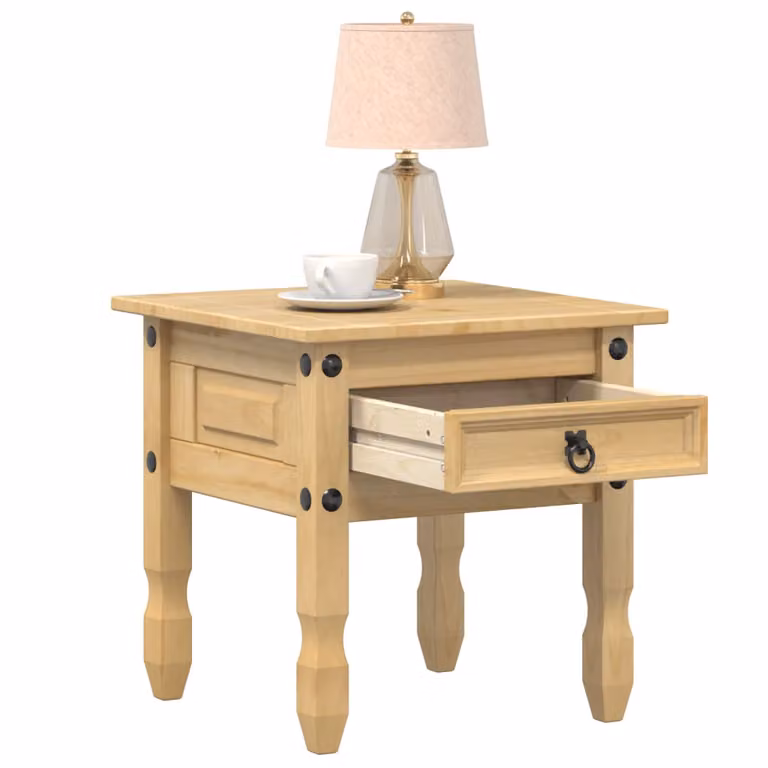 vidaXL Tavolino Corona Quadrato in Legno di Pino Massello Rustico, L/P/H: 50 x 50 x 50 cm