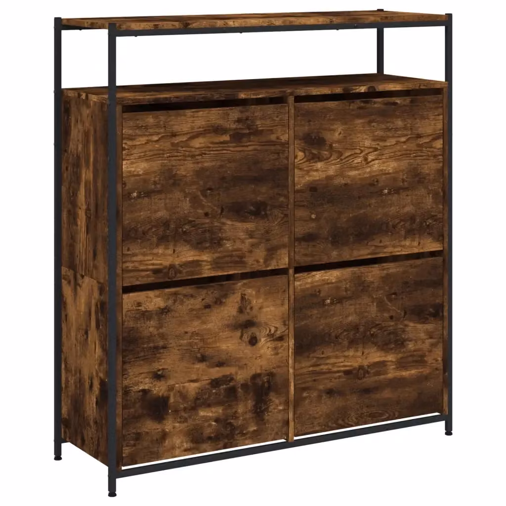 Scarpiera moderna Design Mania con 4 cassetti ribaltabili in rovere fumo, L/P/H: 100 x 34 x 112 cm – 2