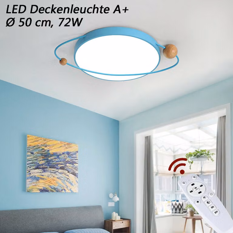 NUOVA XQ-301 Plafoniera a LED blu con telecomando Colore della luce/luminosità regolabile Paralume in acrilico Montatura in metallo laccato blu