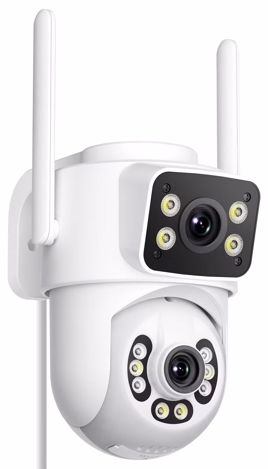Telecamera di sicurezza esterna 2K con doppia lente e Wi-Fi a 2,4/5 GHz