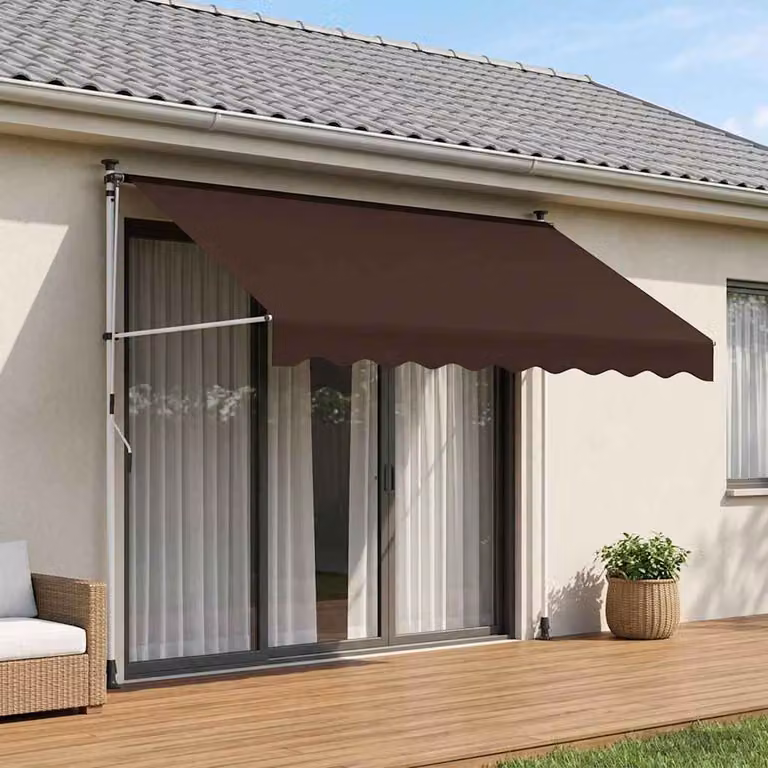 Tenda retrattile manuale vidaXL in poliestere marrone, Larghezza: 300 cm