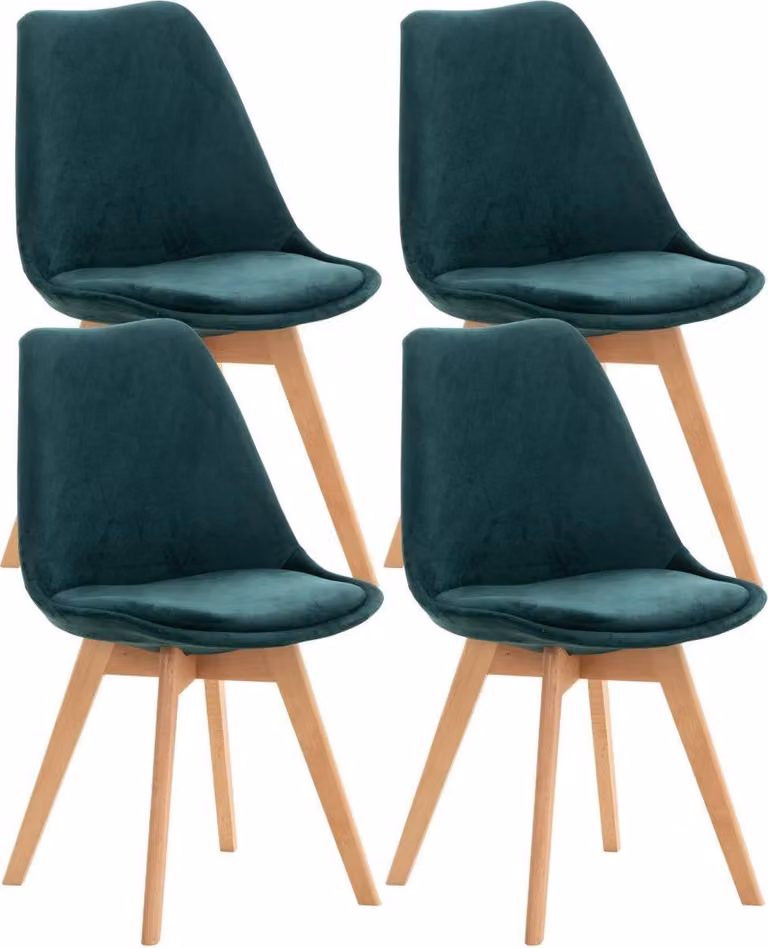 set di 4 sedie da pranzo - sedie da cucina - comode e facili da pulire | Colore: Verde | Materiale: Morbido