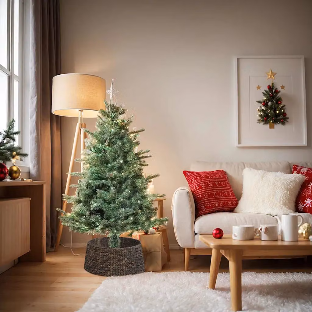 vidaXL Collare per Albero di Natale Rotondo Nero 60 x 60 x 22 cm