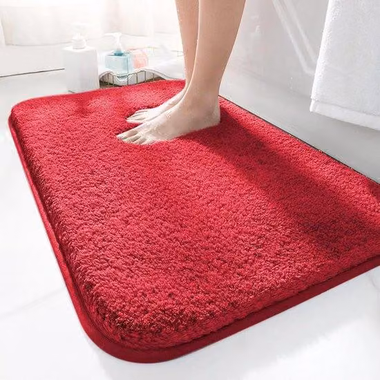 Tappetino antiscivolo 50 x 80 cm, morbido, assorbente, realizzato in microfibra, ideale per bagno, doccia e toilette, colore rosso, lavabile in lavatrice