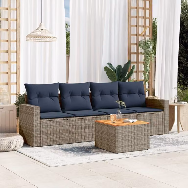 Maison Exclusive - Set Divani da Giardino 5 pz con Cuscini Grigio in Polyrattan