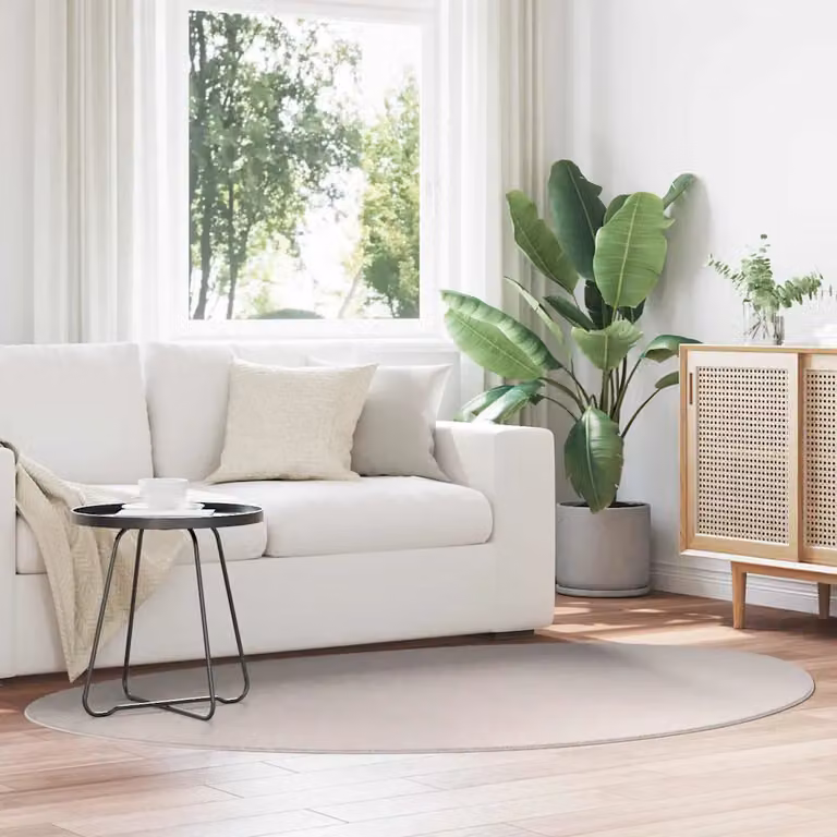 Tappeto moderno vidaXL HUARTE color sabbia, lavabile e antiscivolo, L 140 x P 200 cm, in poliestere